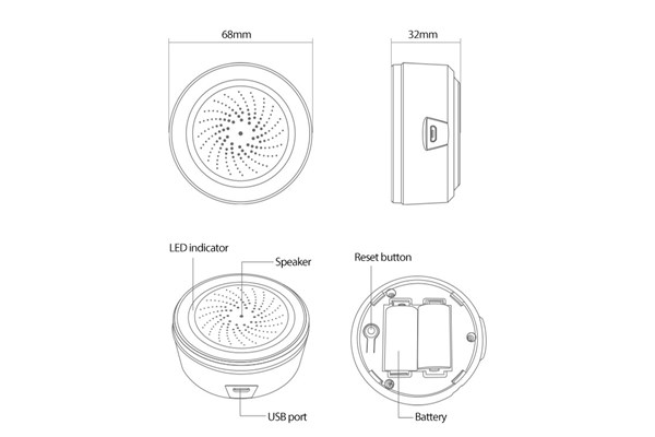 Chuông báo động, báo khách thông minh Zigbee Tuya