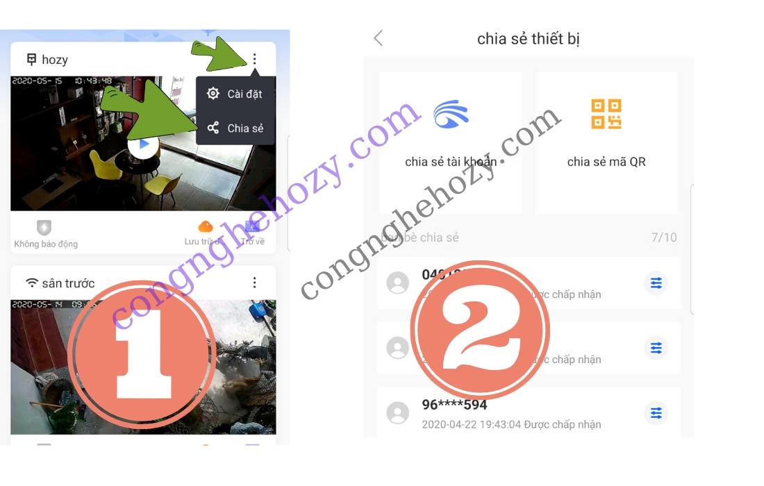 Chia sẻ camera yoosee nhiều người cùng xem trên nhiều điện thoại